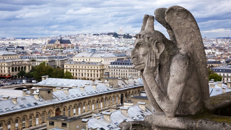 medieval gargoyles: A grotesque on the façade of Notre Dame Cathedral, Paris, France. The Daily Beast.
