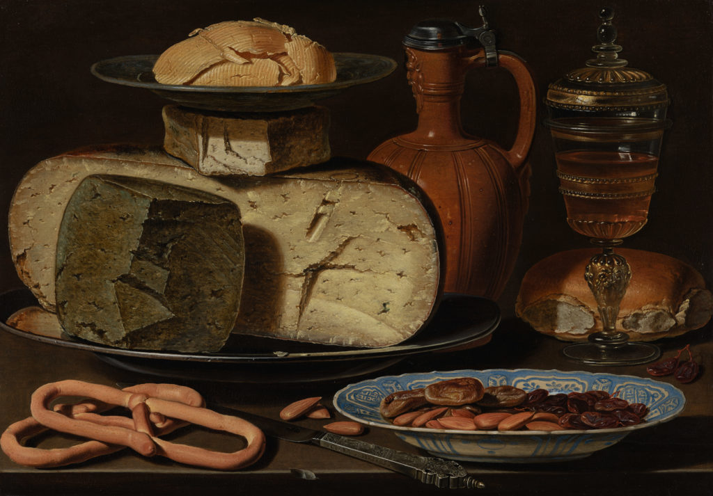 Clara Peeters, Still Life with Cheeses, Almonds and Pretzels