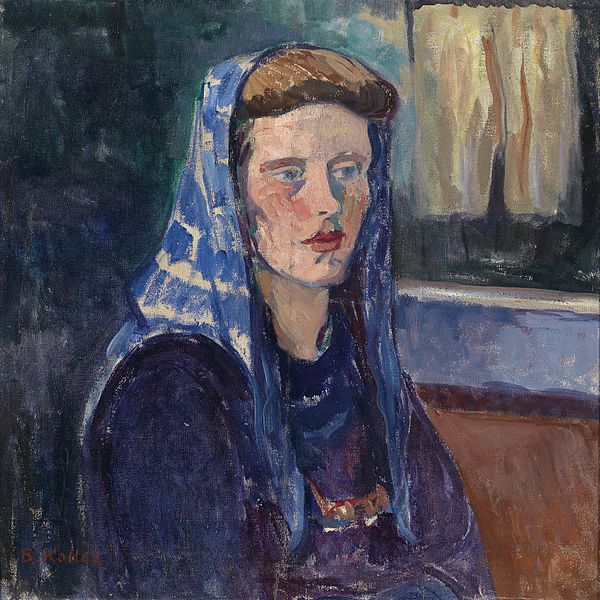 Broncia Koller, Frau mit blauem Kopftuch, 1934, source: Dorothea, unknown women artists