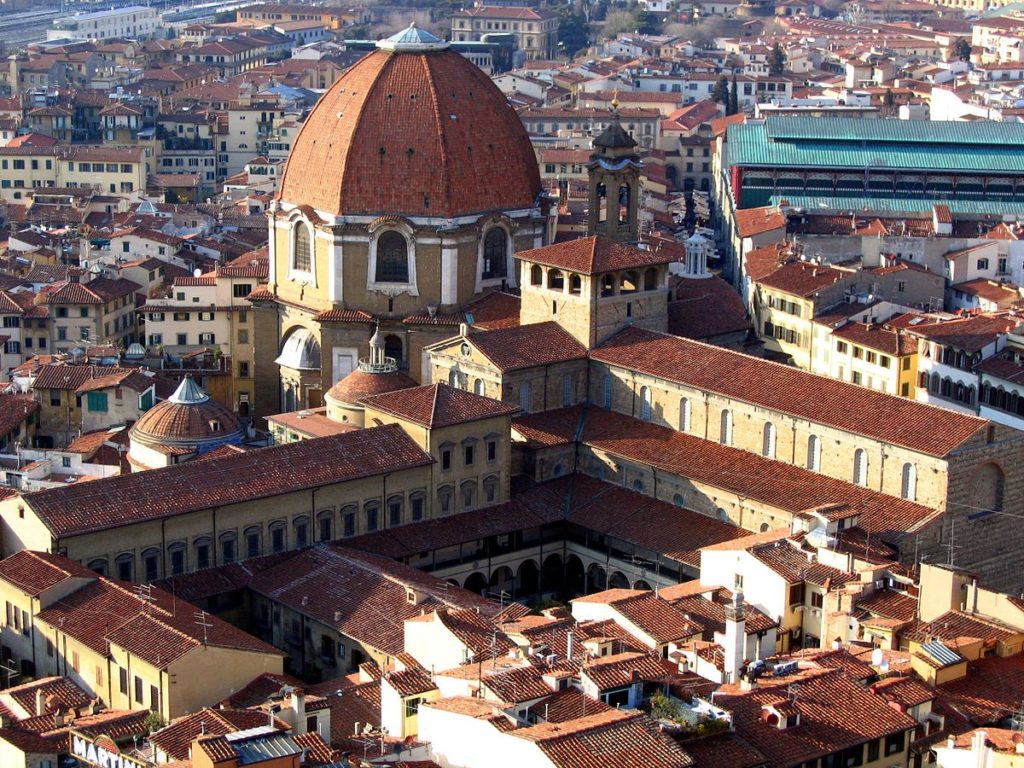 Basilica di San Lorenzo, with the huge domed Medici Chapel, Florence; Medici. Rich Sinners