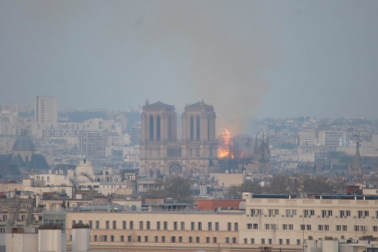 Notre-Dame Is Burning: Fire at Notre-Dame Cathedral in Paris , France on April 15, 2019. Photograph by Laure Petrucci via Wikimedia Commons (CC-BY-SA-4.0).
