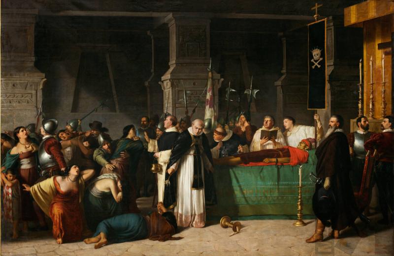 Museo de Arte de Lima: Luis Montero, The Funerals of Inca Atahualpa (Los funerales de Atahualpa), 1867, Museo de Arte de Lima, Lima, Peru.
