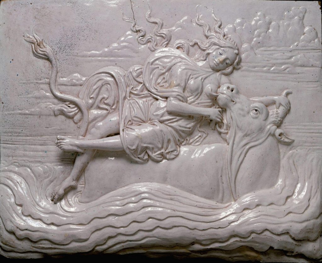 Europa myth Art: Giovanni Francesco Rustici, The Rape of Europa, ca. 1495, Victoria and Albert Museum, London, UK. Museum’s website.

