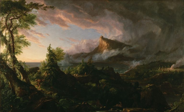 Hudson River School: Thomas Cole, The Course of Empire: The Savage State, 1834, New York Historical Society, New York, NY, USA.
