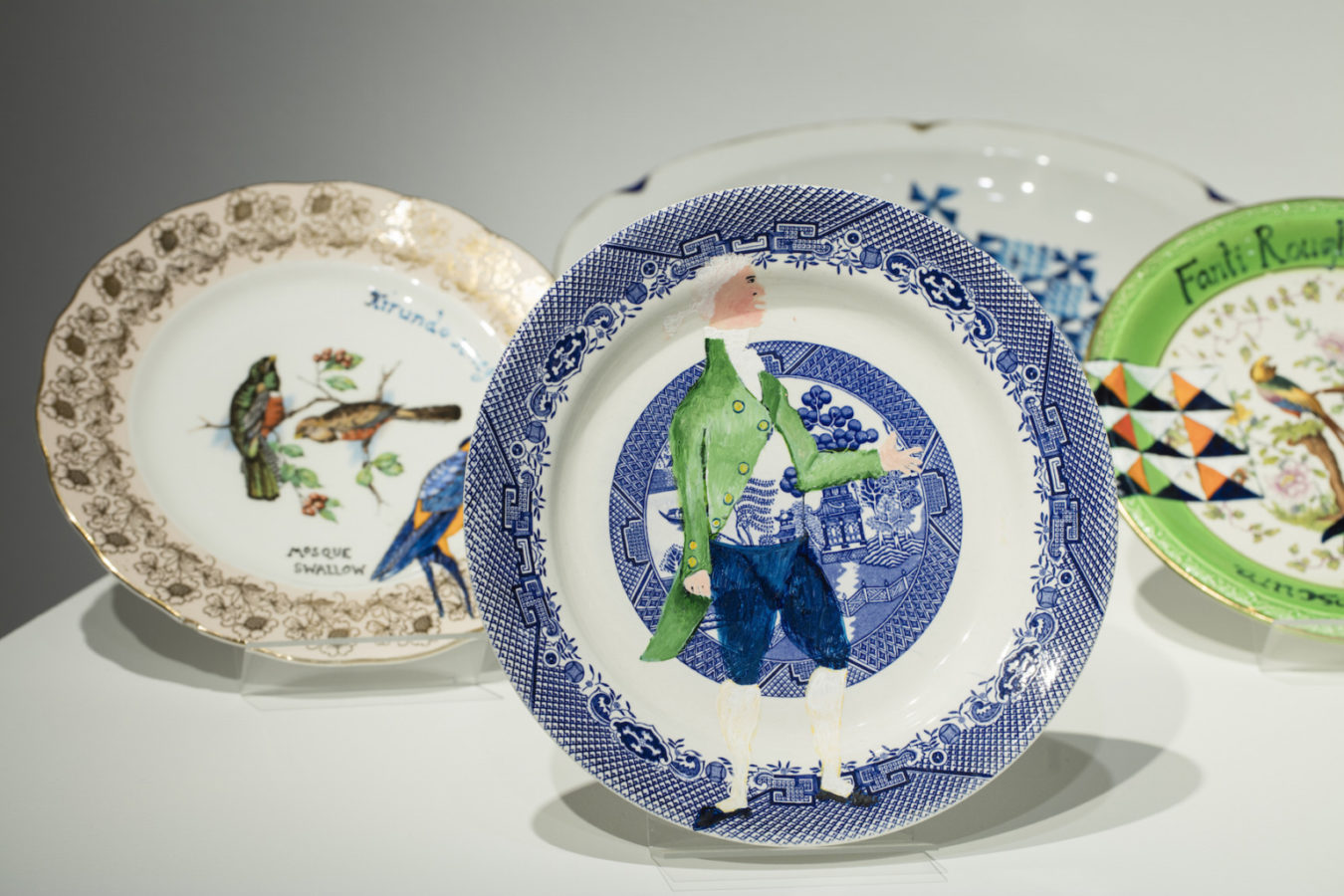Lubaina Himid, Swallow Hard: The Lancaster Dinner Service, 2007, Ferens Art Gallery. Hull, photograph by David Levene, lubaina himid's dinner service