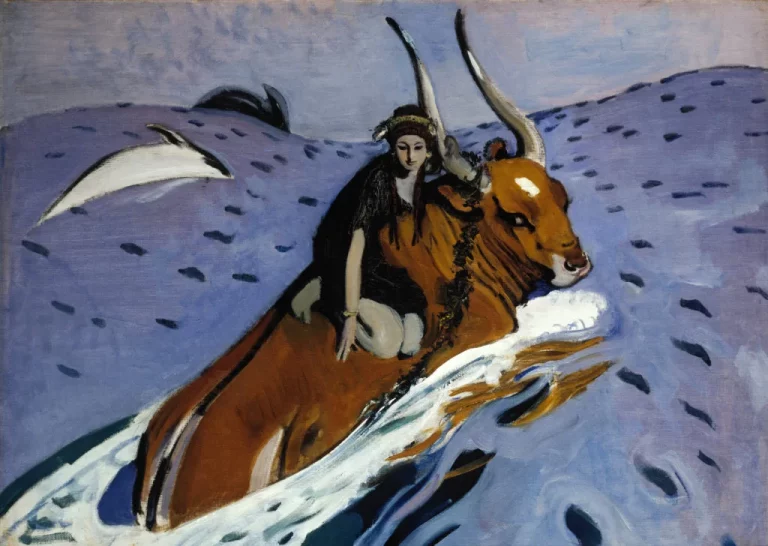 Europa myth Art: Valentin Serov, The Rape of Europa, 1910, The State Tretyakov Gallery, Moscow, Russia. Google Arts&Culture.
