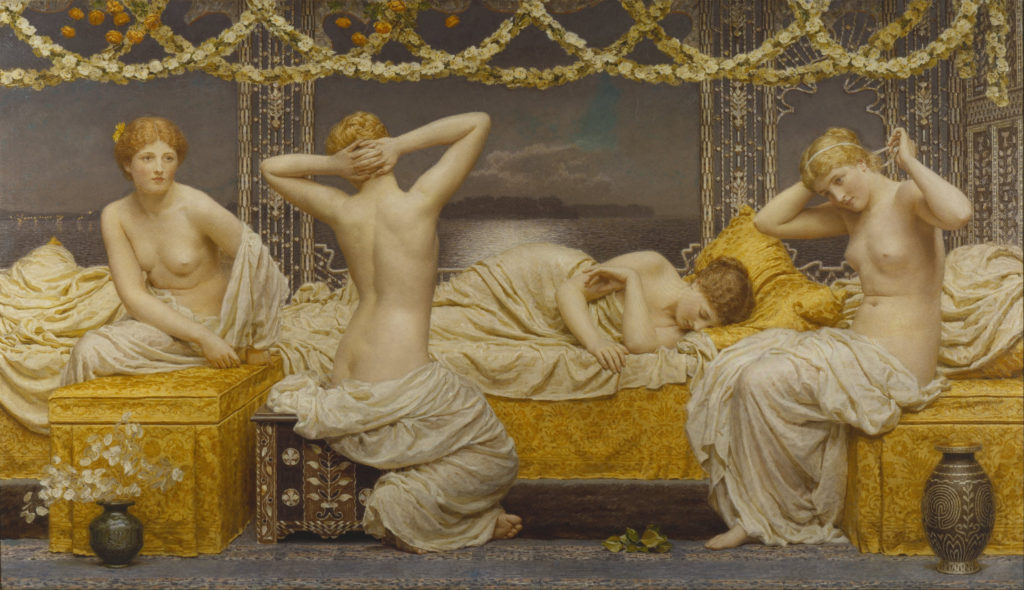 Albert-Joseph-Moore-The-Summer-Night-ca-1887-Walker-Art-Gallery - heatwave