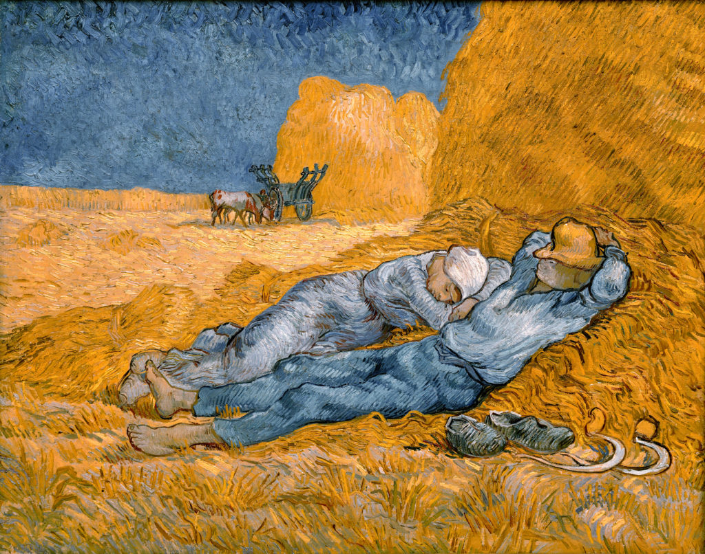 Heatwave in Art: Vincent van Gogh, Noon Rest from Work after Jean-Francois Millet, 1890, Musée d'Orsay, Paris, France.
