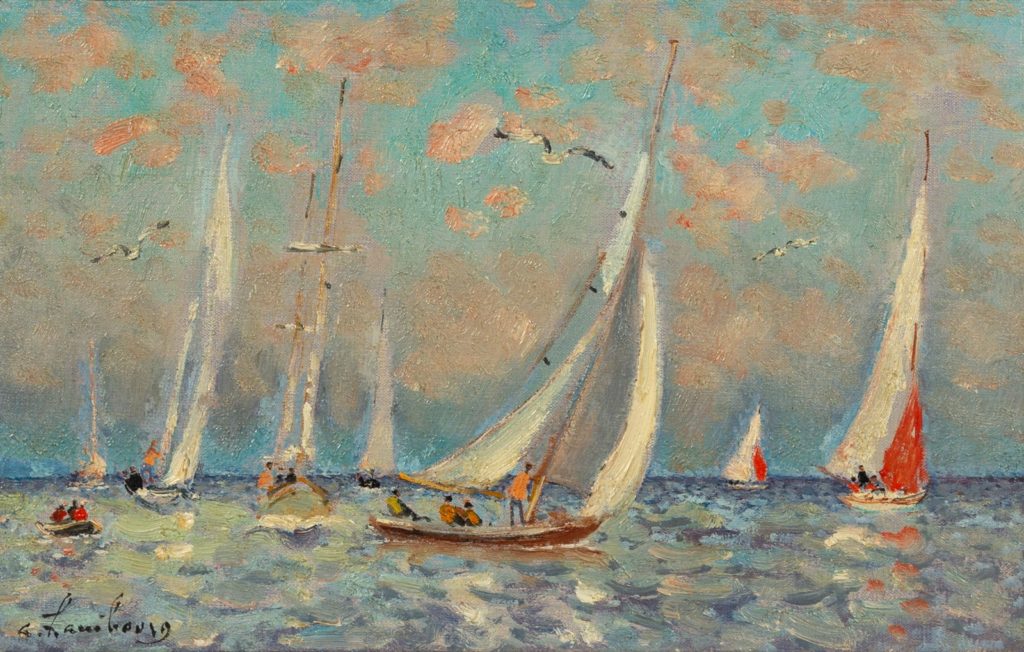sailing boats at the seaside. Summer time at the beach. 