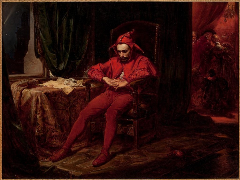 Jan Matejko, Stańczyk (Stańczyk during a ball at the court of Queen Bona in the face of the loss of Smolensk), 1862, National Museum in Warsaw, Warsaw, Poland.