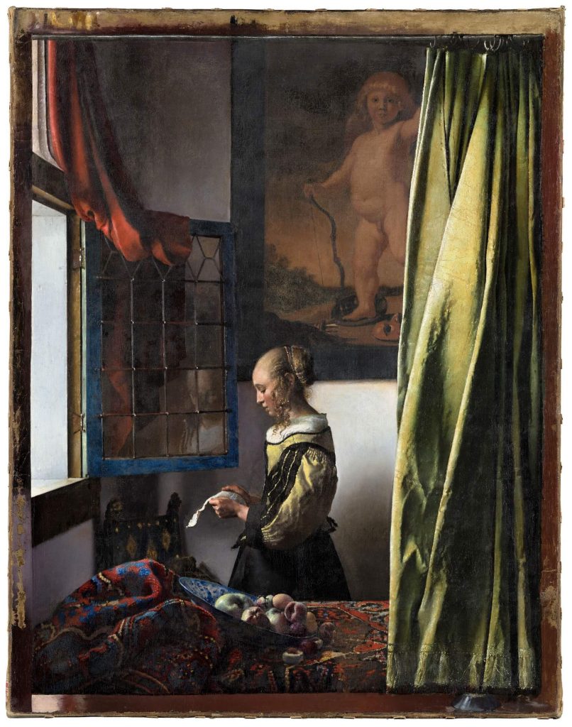 Vermeer, Girl Reading a Letter at an Open Window restored