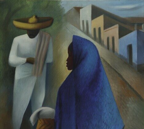 Miguel Covarrubias: Miguel Covarrubias, The Mexican street scene, 1935, oil on masonite, private collection. Source: Sotheby’s. Detail.

