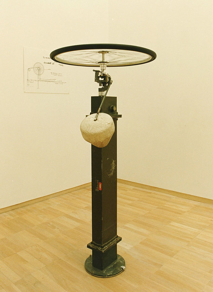Takis, Marcel Duchamp's Constantly Mocing Bicycle Wheel or Hommage to Marcel Duchamp
