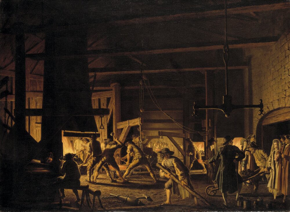 Pehr Hilleström, In the Anchor-Forge at Söderfors. The Smiths Hard at Work, 1782, Nationalmuseum, Stockholm, Sweden.