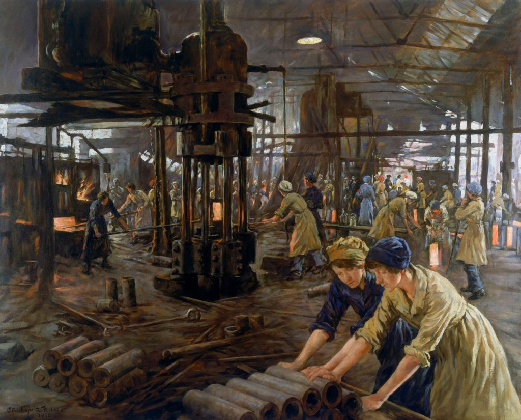 Artists and Industrial Revolution: Alexander Stanhope Forbes, The Munitions Girls, 1918, Wellcome Collection, London, England, UK.