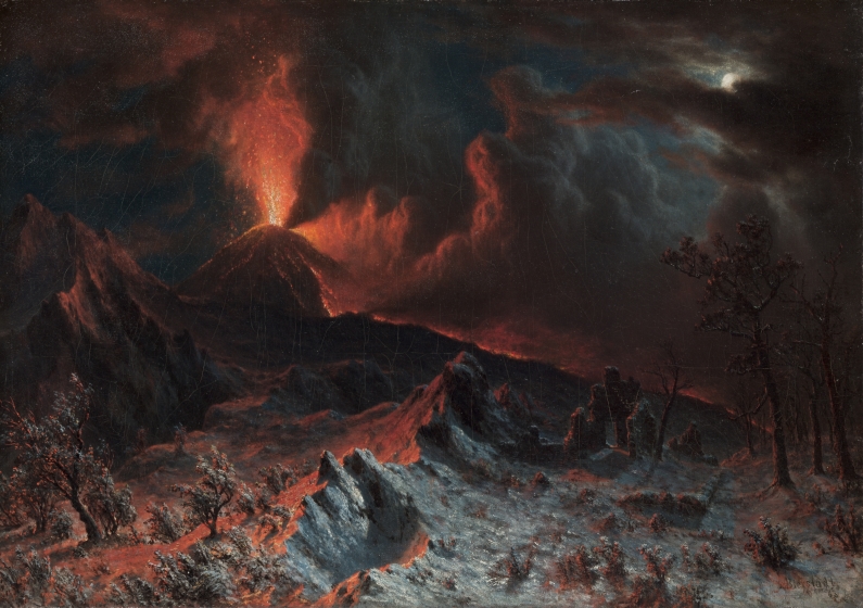 Volcanoes in Paintings: Albert Bierstadt, Mount Vesuvius at Midnight, 1868.