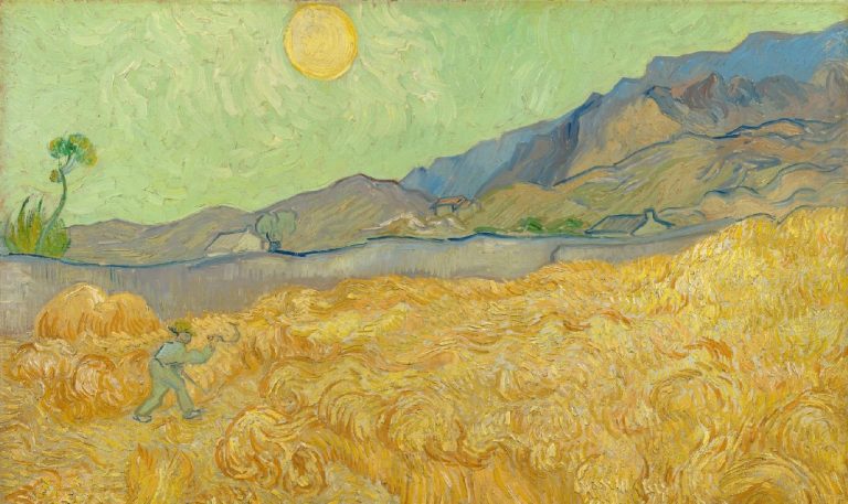 Summer in Art: Vincent van Gogh, Wheatfield with a Reaper, 1889, Van Gogh Museum, Amsterdam, Netherlands. Detail.

