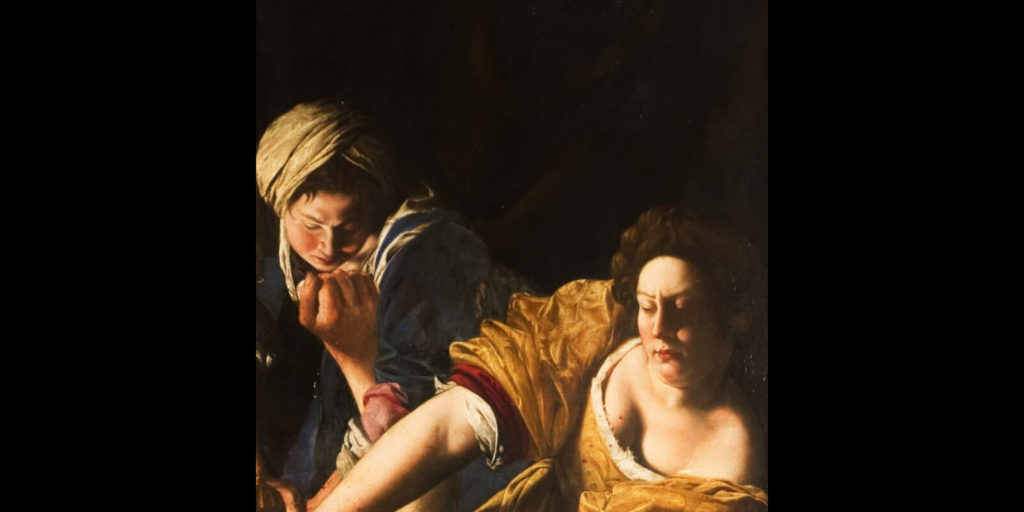 Artemisia Gentileschi, Judith Slaying Holofernes, 1613, Galleria degli Uffizi, Florence. Detail of Maid Abra and Heroine Judith.