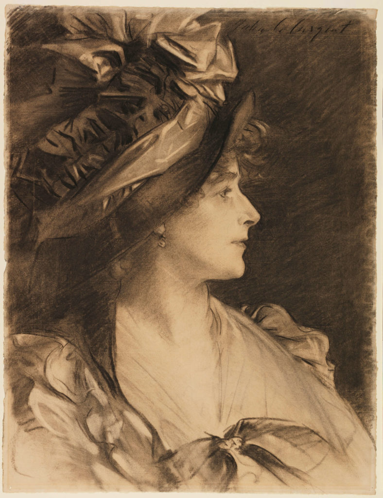 Gertrude Kingston, Sargent charcoal portrait