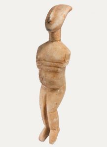 Female figurine of the Spedos variety, Early Cycladic II, museum number ΝΓ0309, Museum of Cycladic Art, Athens, Greece.
