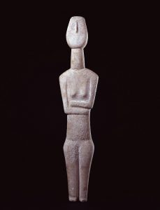 Female figurine of the Spedos variety, Early Cycladic II – Syros Phase, Collection Number ΝΓ0257, Museum of Cycladic Art, Athens, Greece.