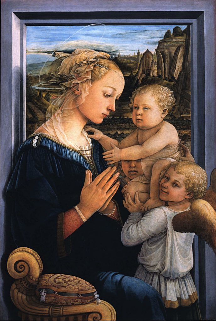 Fra Filippo Lippi, Madonna and Child with Two Angels, ca. 1460-1465, Galleria degli Uffizi, Florence. Entire painting.