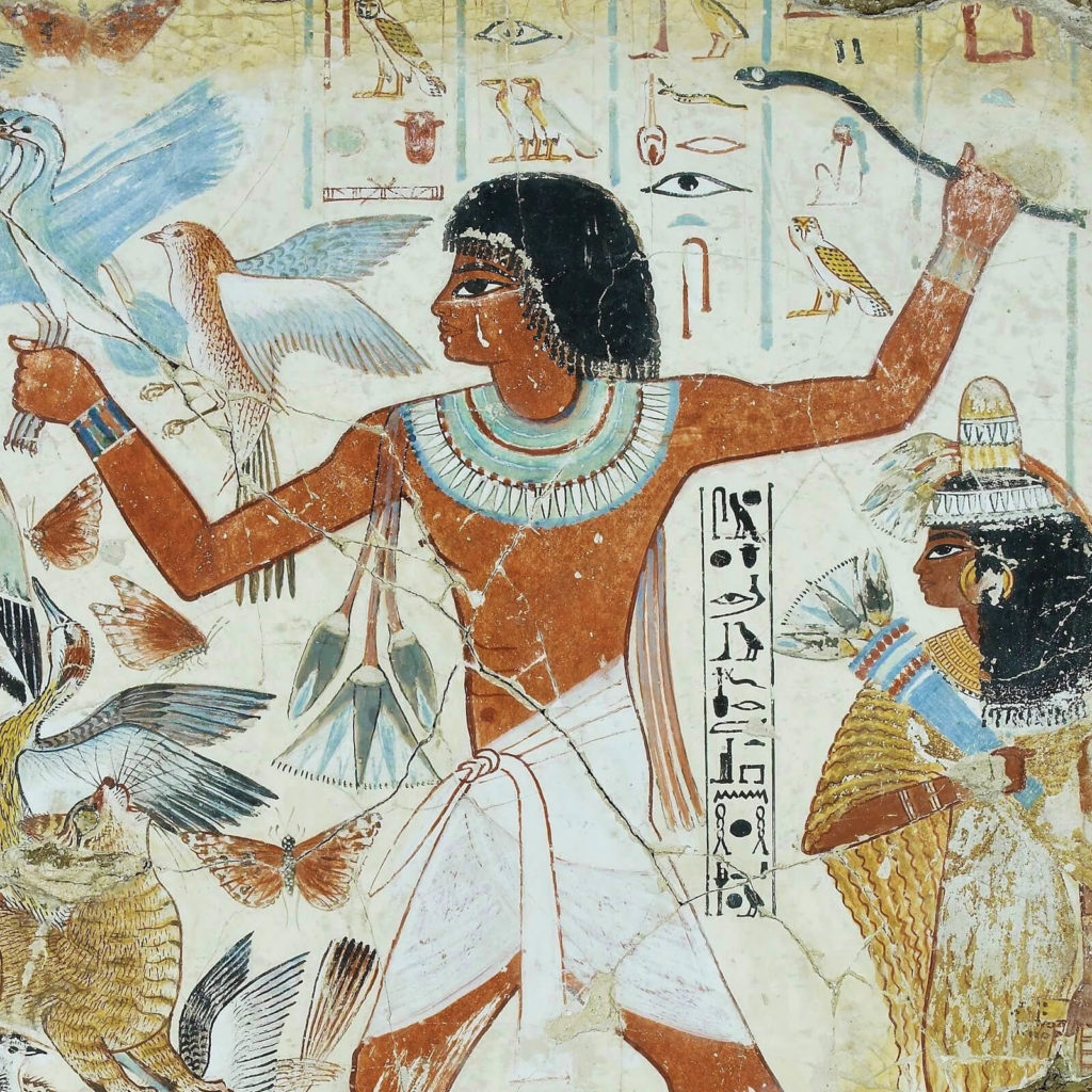 Artist Unknown, Fowling in the Marshes, ca. 1350 BCE, British Museum, London. Detail of Nebamun.