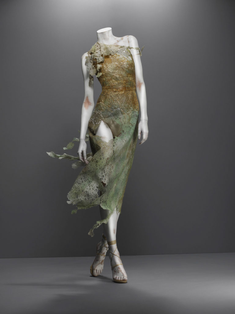 Alexander McQueen, Highland Rape collection, F/W 1995-6, Dress, green and bronze cotton/synthetic lace, Source: The Metropolitan Museum of Art, New York, USA.