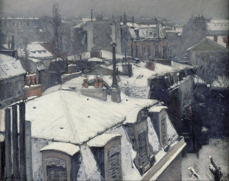 Gustave Caillebotte: Gustave Caillebotte, Rooftops in the Snow, 1878, Musée d’Orsay, Paris, France.
