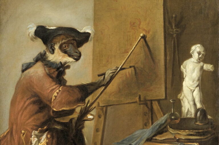 Chardin The Monkey Painter: Jean-Baptiste Chardin, The Monkey Painter, 1739-1740, Louvre, Paris. Detail.
