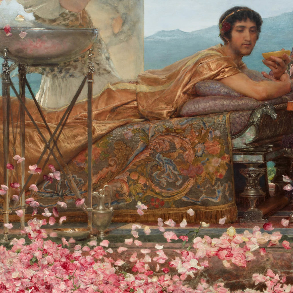  Sir Lawrence Alma-Tadema, The Roses of Heliogabalus, 1888, Private Collection. Enlarged Detail of Emperor Heliogabalus.