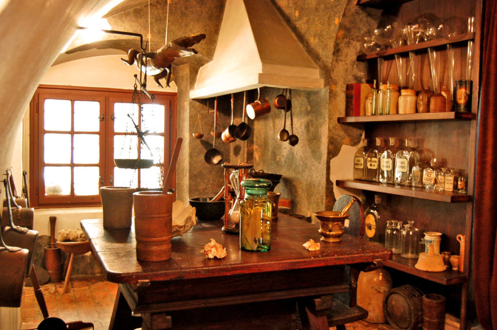 Pharmacy Museums: Pharmacist's laboratory, Arany Sas Patikamúzeum, Budapest, Hungary.