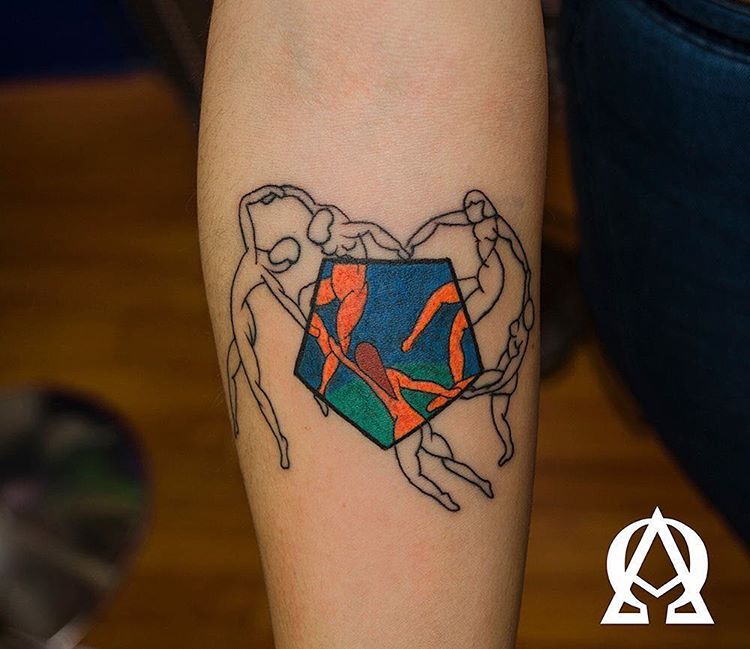 Omegalfa Tattoo, The Dance by Henri Mattisse, @omegalfa.tattoo, Artsy Tattoos, Art Inspired Tattoos