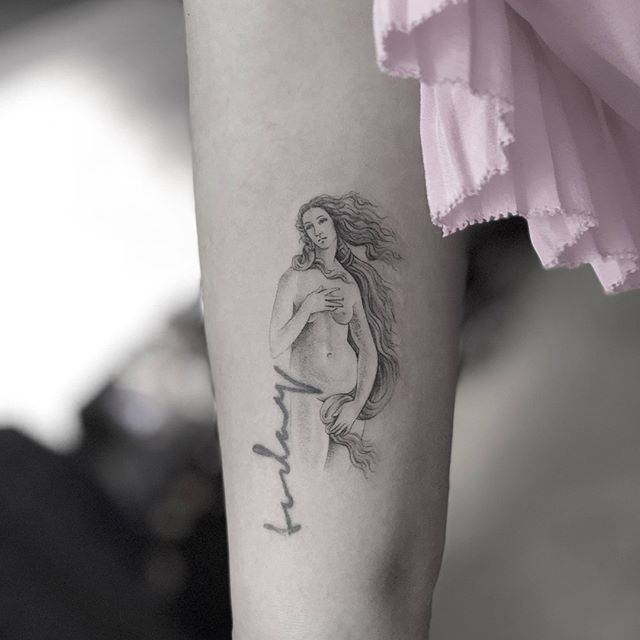 Sanghyuk Ko Mr. K, Venus by Botticelli, @mrk._tattoo, Artsy Tattoos, Art Inspired Tattoos