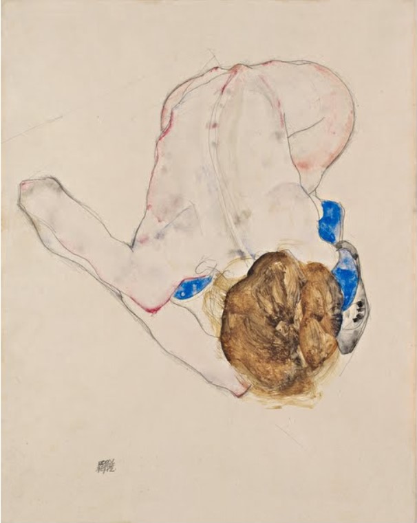 Egon Schiele painting Nude with Blue Stockings