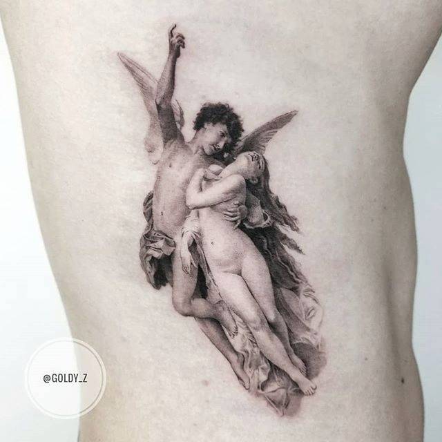 Zlata Kolomoyskaya, Cupid and Psyche by William Bouguereau, Artsy Tattoos, Art Inspired Tattoos