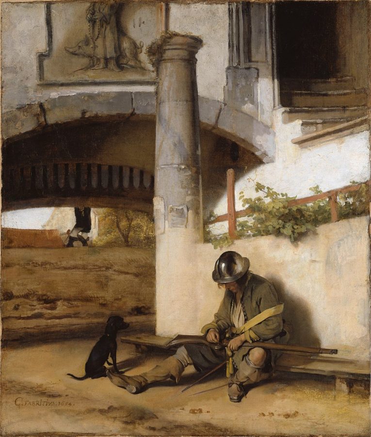 Carel Fabritius, The Sentry, 1654, Staatliches Museum, Schwerin, Germany.