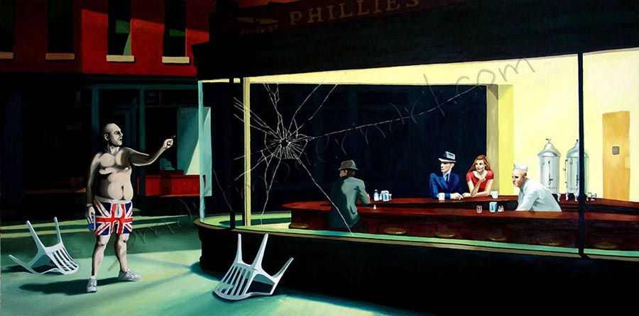 Banksy, Are You Using That Chair, 2005 nighthawks renditions memes