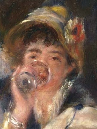 Pierre-Auguste Renoir, Luncheon of the Boating Party, detail, Ellen Andrée, source: Wiki Commons.