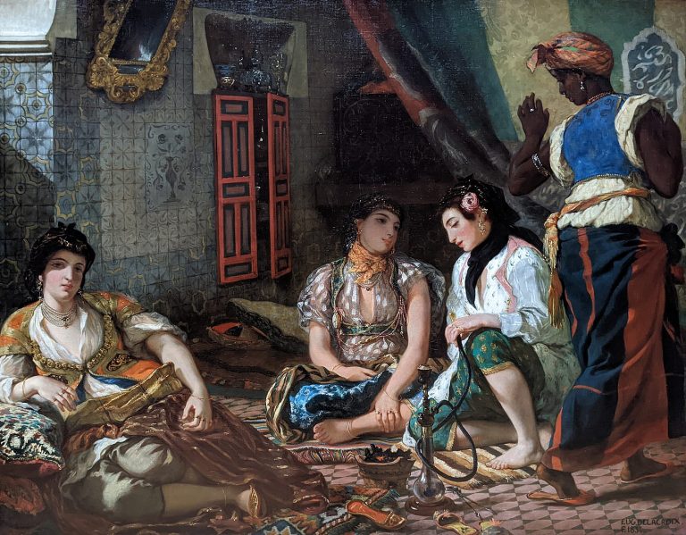 delacroix orientalism: Eugène Delacroix, The Women of Algiers, 1834, The Louvre, Paris.
