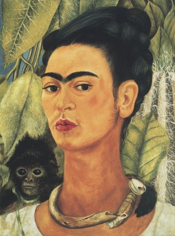 cocktails inspired art, Autoportrait with Monkey by Frida Kahlo