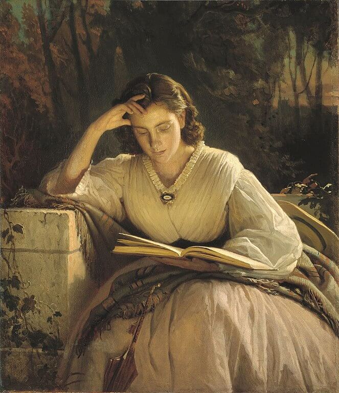 read a book. Ivan Kramskoi, Woman Reading/Portrait of Sofia Kramskaya, ca. 1886, Tretyakov Gallery, Moscow, Russia.