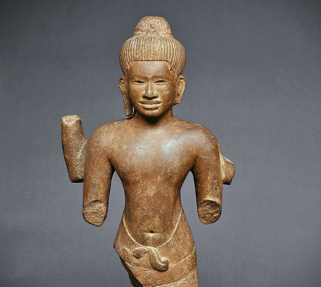 stone sculpture of a male deity bodhisattva