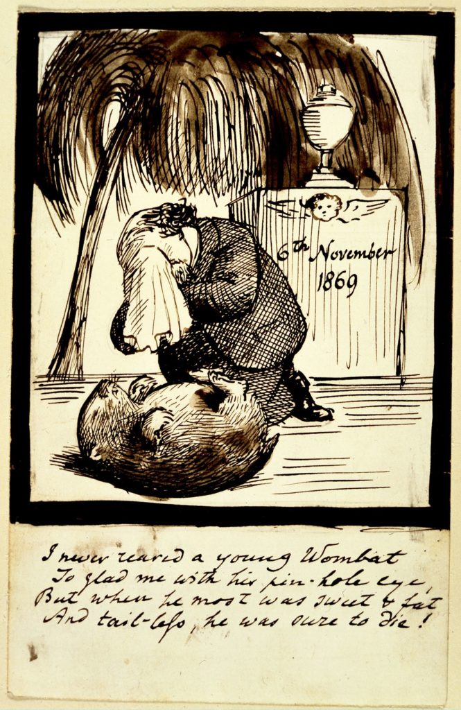 Dante Gabriel Rossetti, Rossetti lamenting the death of his wombat, 1869, British Museum