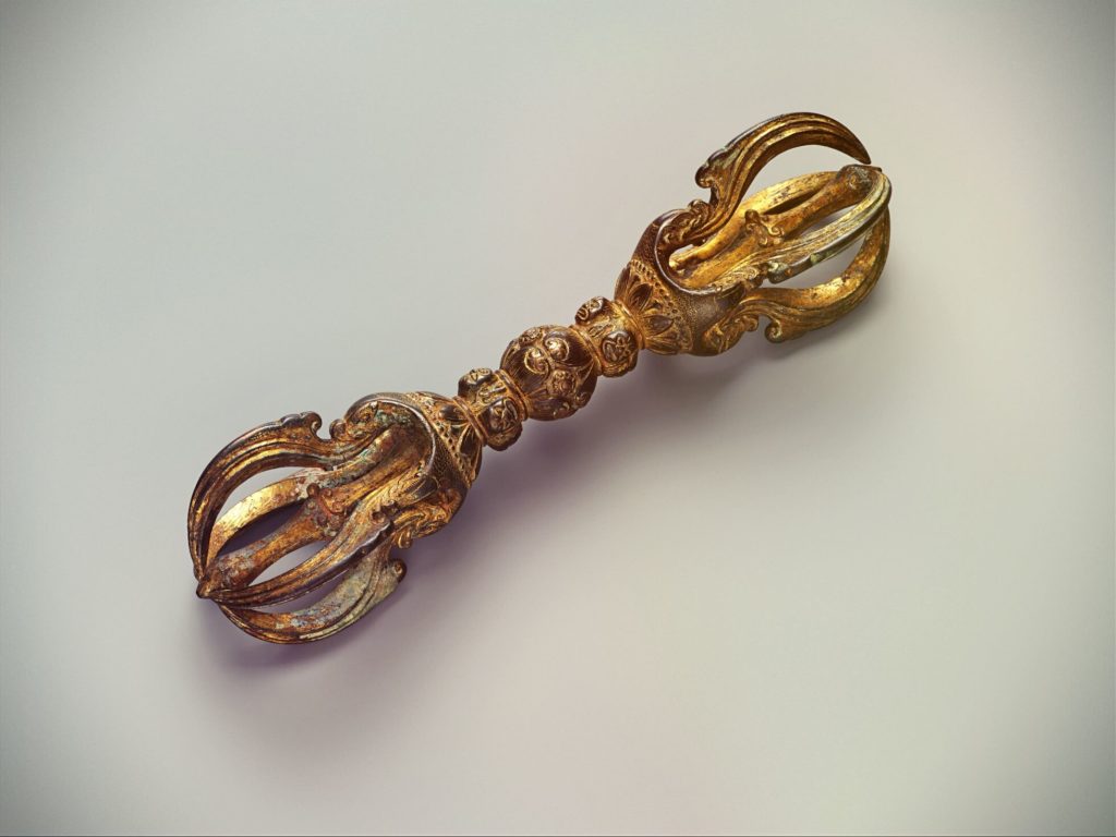photo of a vajra, a club with a ribbed spherical head