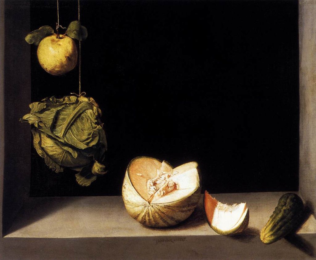Spanish bodegones: Juan Sánchez Cotán, Quince, Cabbage, Melon and Cucumber, ca. 1602, The San Diego Museum of Art, San Diego, USA. Photo: Web Gallery of Art.