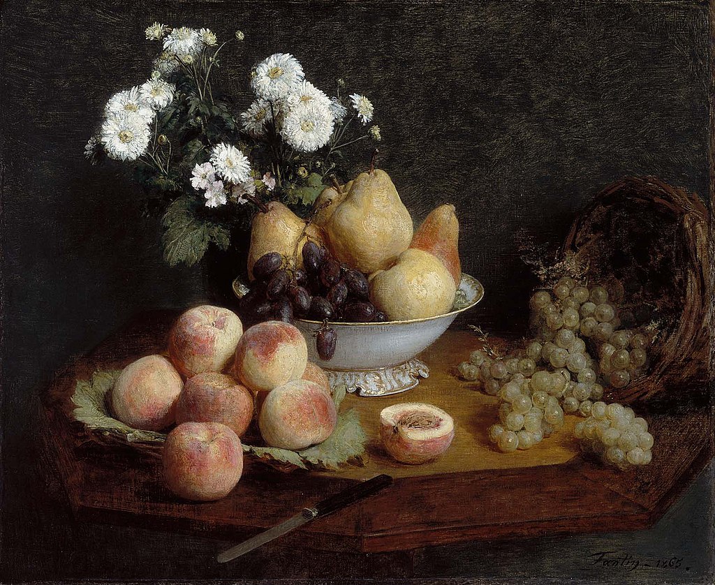Henri Fantin-Latour, Flowers and Fruit on a Table, 1865, Museum of Fine Arts, Boston, MA, USA.