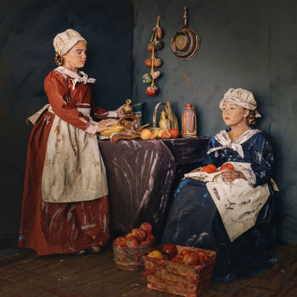 Elisabeth Anisimow, Flemish style living painting, twins hannah and lauren Bernaba