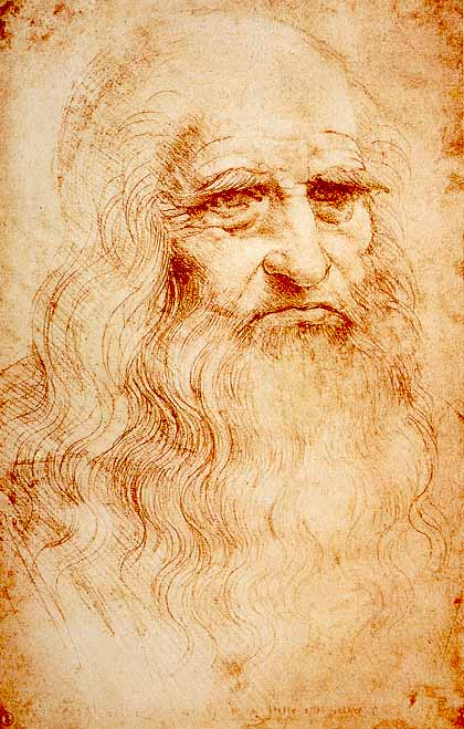 Leonardo da Vinci, selfportrait, old, drawing, red chalk
