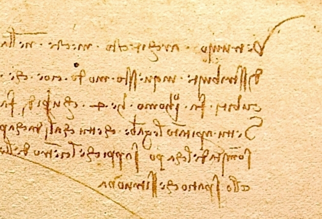 Leonardo da Vinci, mirror writing, Extract of a page, notebook